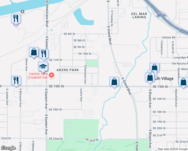 map of restaurants, bars, coffee shops, grocery stores, and more near 1429 South Genessee Avenue in Oklahoma City