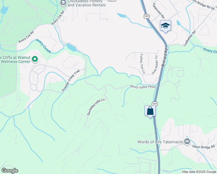 map of restaurants, bars, coffee shops, grocery stores, and more near 208 Secluded Hills Lane in Arden