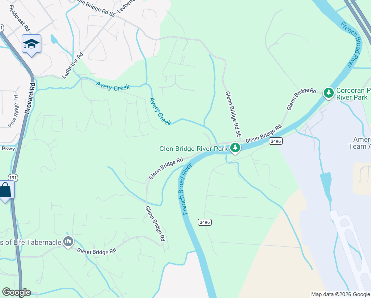 map of restaurants, bars, coffee shops, grocery stores, and more near 642 Glenn Bridge Road in Buncombe County