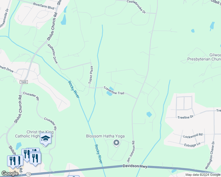 map of restaurants, bars, coffee shops, grocery stores, and more near 9936 Travertine Trail in Concord