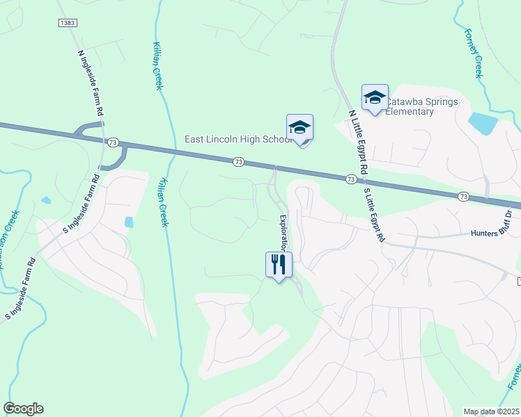 map of restaurants, bars, coffee shops, grocery stores, and more near 332 Broadleaf Drive in Stanley