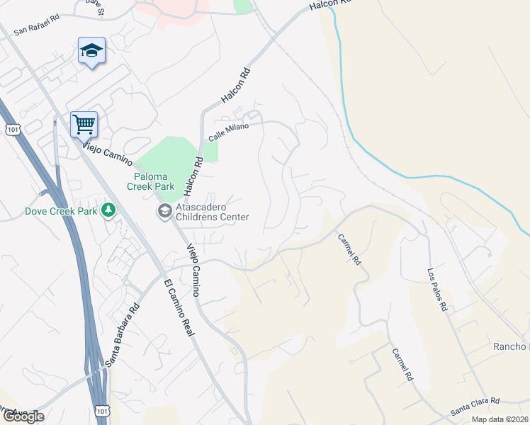 map of restaurants, bars, coffee shops, grocery stores, and more near 11180 Eliano Street in Atascadero