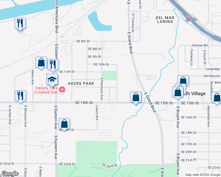 map of restaurants, bars, coffee shops, grocery stores, and more near 1429 South Genessee Avenue in Oklahoma City
