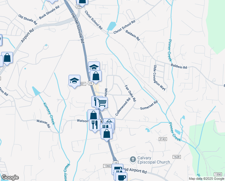 map of restaurants, bars, coffee shops, grocery stores, and more near 24 Dogwood Road in Arden