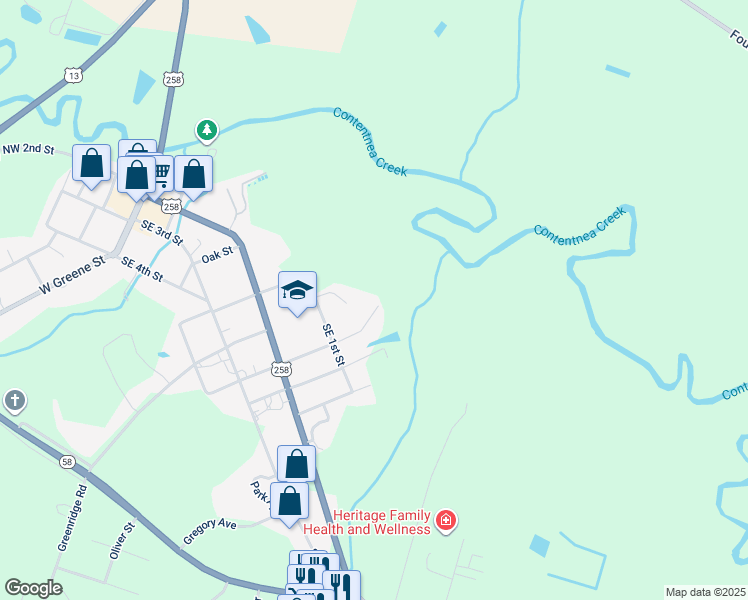 map of restaurants, bars, coffee shops, grocery stores, and more near 314 Hines Street in Snow Hill