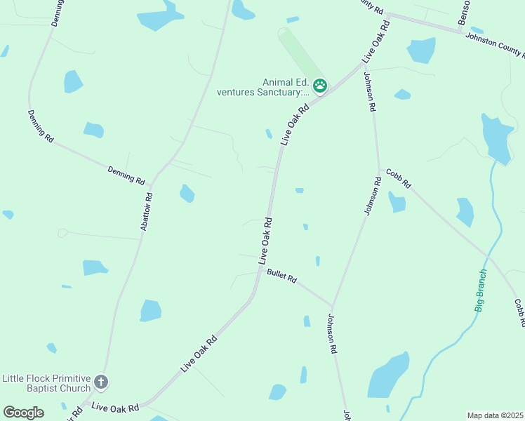 map of restaurants, bars, coffee shops, grocery stores, and more near 1045 Live Oak Road in Coats