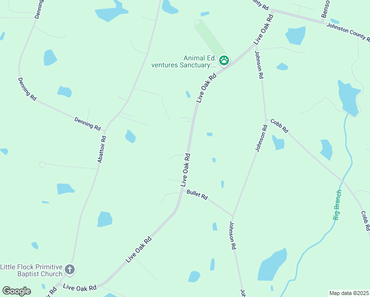 map of restaurants, bars, coffee shops, grocery stores, and more near 1045 Live Oak Road in Coats