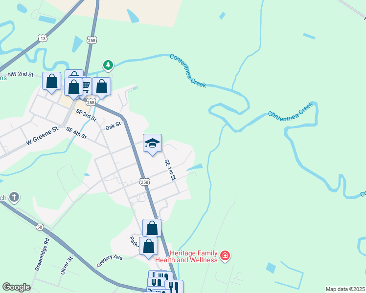map of restaurants, bars, coffee shops, grocery stores, and more near Woodside Circle in Snow Hill