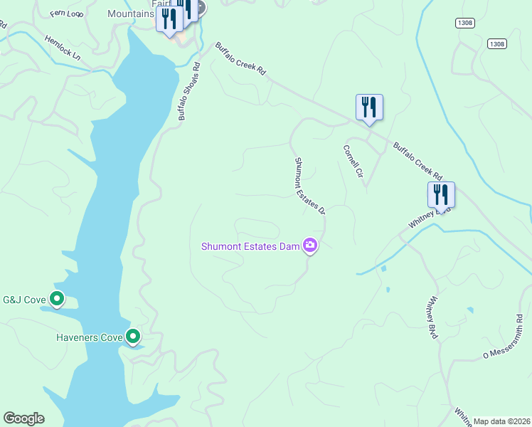 map of restaurants, bars, coffee shops, grocery stores, and more near 145 Flynn Court in Lake Lure