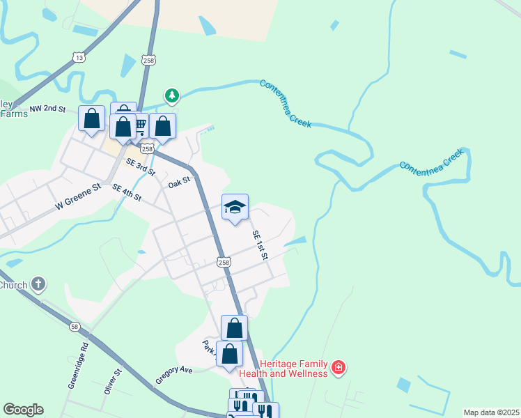 map of restaurants, bars, coffee shops, grocery stores, and more near Woodside Circle in Snow Hill