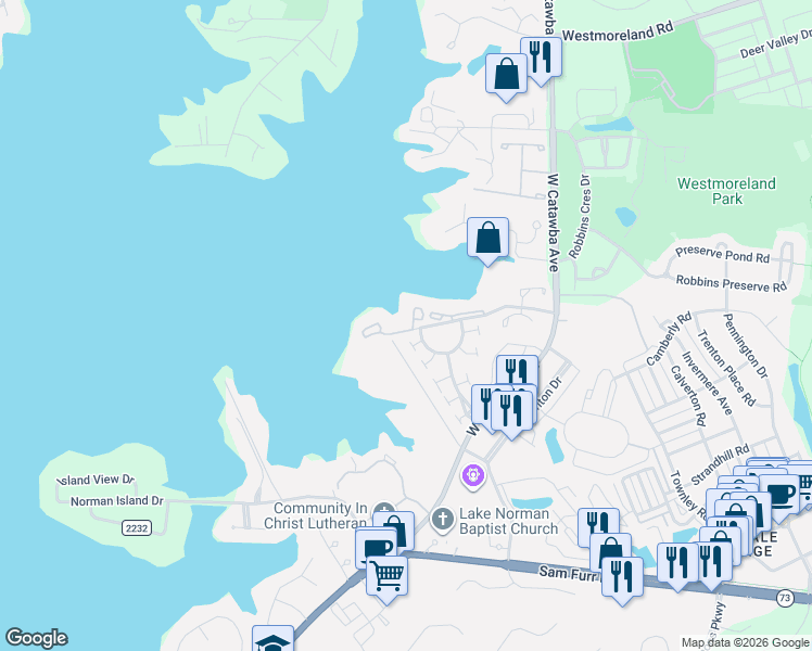 map of restaurants, bars, coffee shops, grocery stores, and more near 18535 Vineyard Point Lane in Cornelius