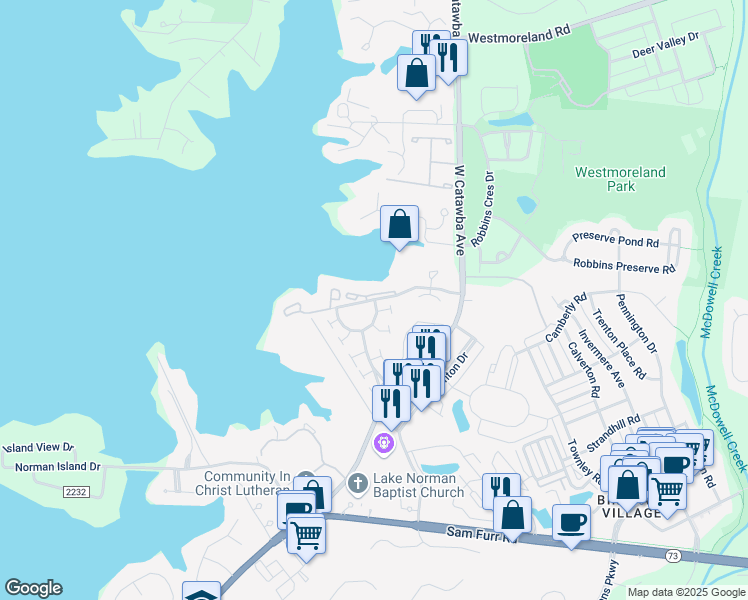 map of restaurants, bars, coffee shops, grocery stores, and more near Vineyard Point Lane in Cornelius