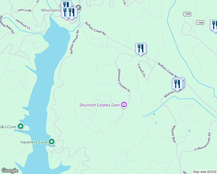 map of restaurants, bars, coffee shops, grocery stores, and more near 145 Flynn Court in Lake Lure