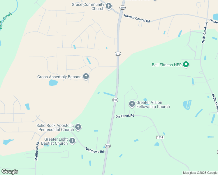 map of restaurants, bars, coffee shops, grocery stores, and more near 3985 North Carolina 210 in Lillington