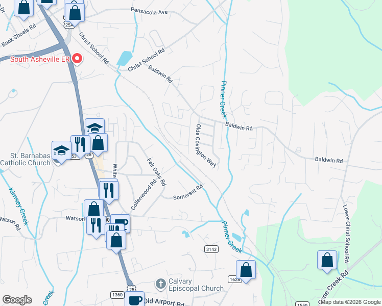map of restaurants, bars, coffee shops, grocery stores, and more near 40 Hyde Park Place in Arden