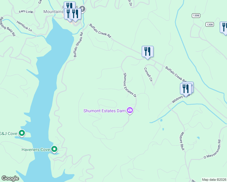 map of restaurants, bars, coffee shops, grocery stores, and more near 145 Flynn Court in Lake Lure