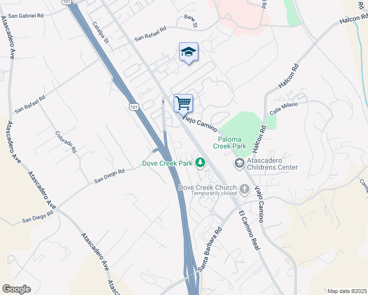 map of restaurants, bars, coffee shops, grocery stores, and more near 9162 Pato Lane in Atascadero