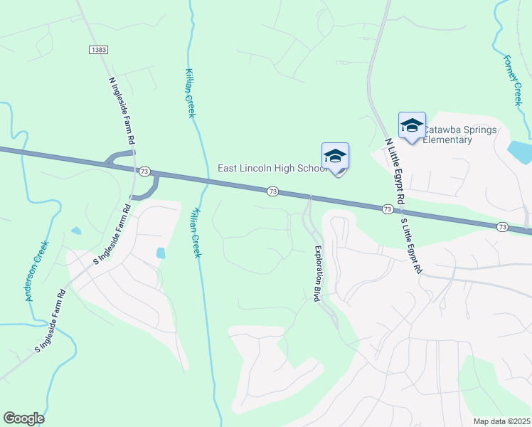 map of restaurants, bars, coffee shops, grocery stores, and more near 409 Broadleaf Drive in Stanley