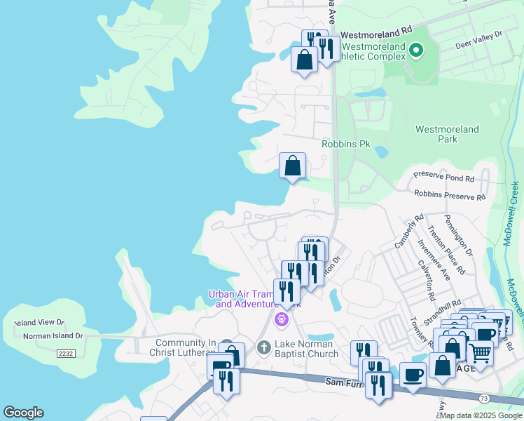 map of restaurants, bars, coffee shops, grocery stores, and more near 18665 Vineyard Point Lane in Cornelius