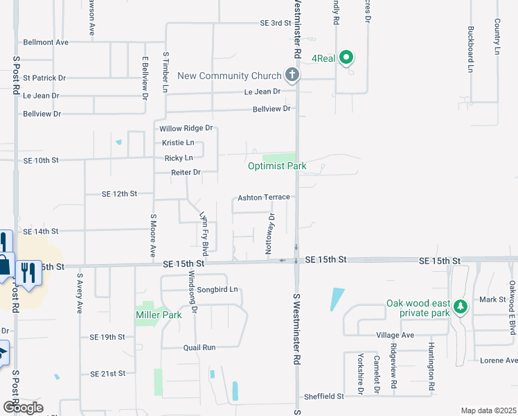 map of restaurants, bars, coffee shops, grocery stores, and more near 10833 Ohara Lane in Midwest City