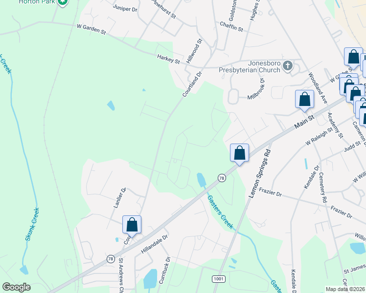 map of restaurants, bars, coffee shops, grocery stores, and more near 2215 Courtland Drive in Sanford