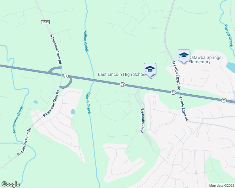 map of restaurants, bars, coffee shops, grocery stores, and more near 415 Broadleaf Drive in Stanley