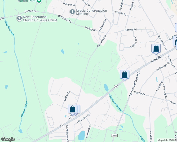 map of restaurants, bars, coffee shops, grocery stores, and more near 2215 Courtland Drive in Sanford