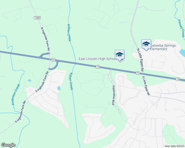 map of restaurants, bars, coffee shops, grocery stores, and more near 421 Broadleaf Drive in Stanley