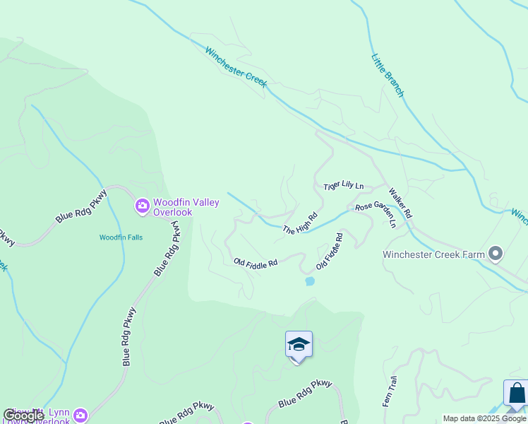 map of restaurants, bars, coffee shops, grocery stores, and more near 22 Peaceful Falls Drive in Waynesville