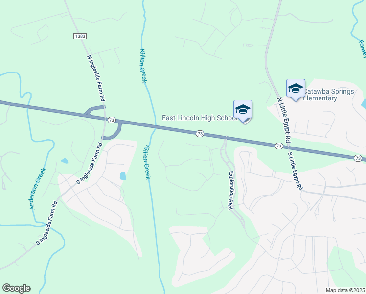 map of restaurants, bars, coffee shops, grocery stores, and more near 433 Broadleaf Drive in Stanley