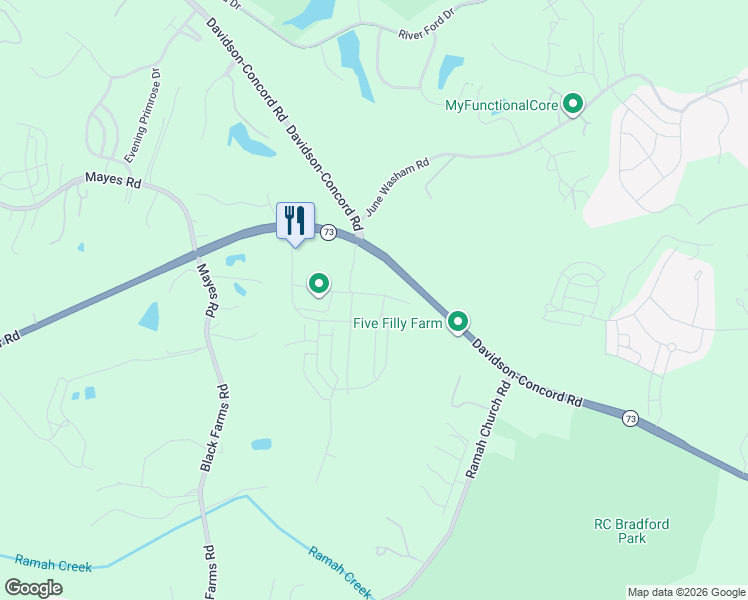 map of restaurants, bars, coffee shops, grocery stores, and more near 13560 Sam Furr Road in Huntersville