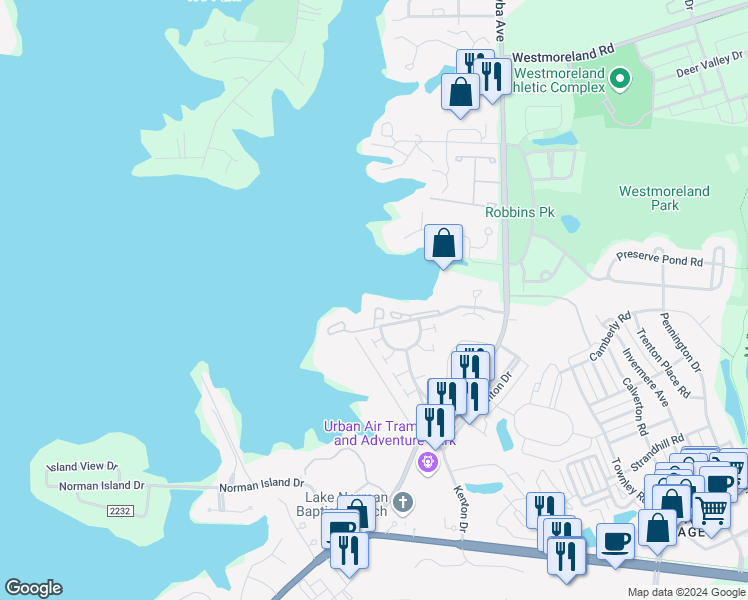 map of restaurants, bars, coffee shops, grocery stores, and more near 18613 Vineyard Point Lane in Cornelius