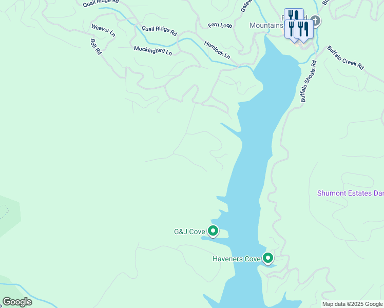 map of restaurants, bars, coffee shops, grocery stores, and more near 181 Highland Heights in Lake Lure