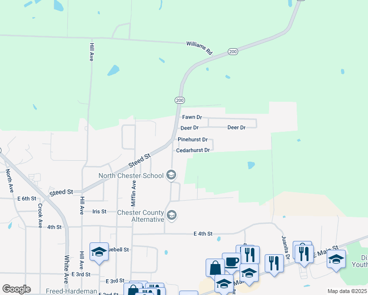 map of restaurants, bars, coffee shops, grocery stores, and more near 525 Cedarhurst Drive in Henderson