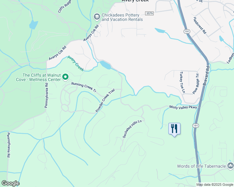 map of restaurants, bars, coffee shops, grocery stores, and more near 24 Powder Creek Trail in Arden