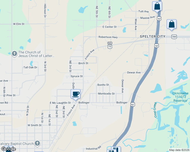 map of restaurants, bars, coffee shops, grocery stores, and more near 509 Spruce Street in Henryetta