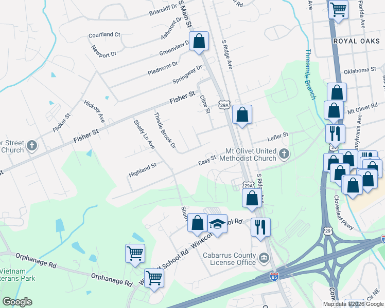 map of restaurants, bars, coffee shops, grocery stores, and more near 208 Easy Street in Concord