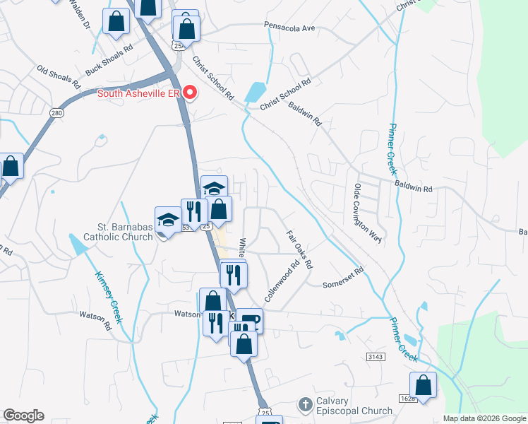 map of restaurants, bars, coffee shops, grocery stores, and more near 2 Dogwood Road in Arden