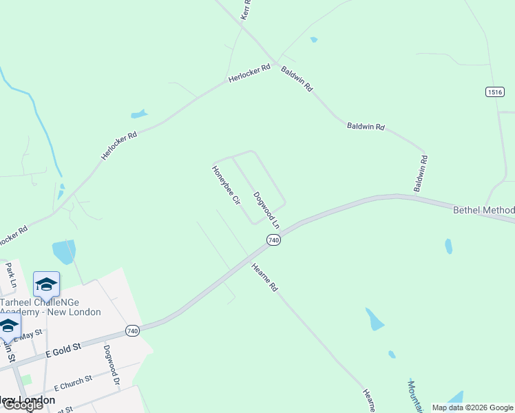 map of restaurants, bars, coffee shops, grocery stores, and more near 44735 Honeybee Circle in New London