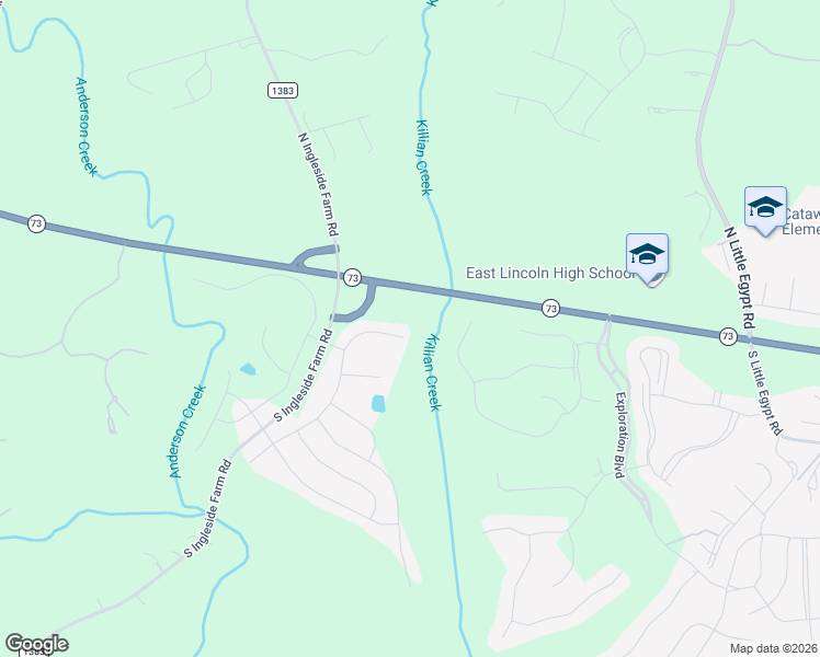 map of restaurants, bars, coffee shops, grocery stores, and more near 6134-6234 Highway 73 in Iron Station