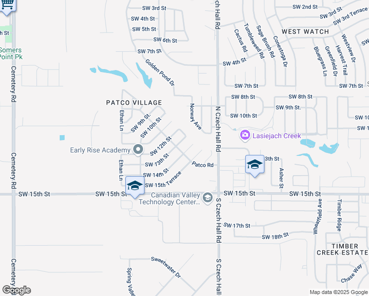 map of restaurants, bars, coffee shops, grocery stores, and more near 12305 Southwest 14th Street in Yukon