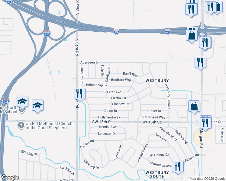 map of restaurants, bars, coffee shops, grocery stores, and more near 10345 Birkenhead Road in Yukon