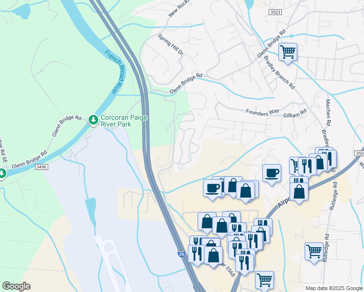 map of restaurants, bars, coffee shops, grocery stores, and more near 6 Flycatcher Way in Arden