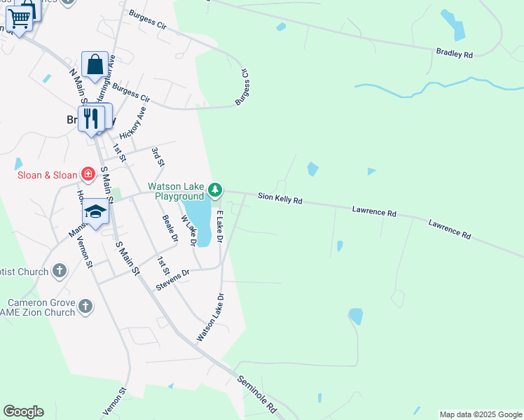 map of restaurants, bars, coffee shops, grocery stores, and more near 512 Sion Kelly Road in Broadway