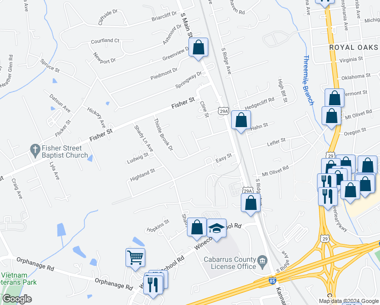 map of restaurants, bars, coffee shops, grocery stores, and more near 2643 Wind Song Court in Concord