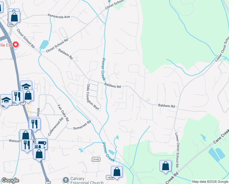 map of restaurants, bars, coffee shops, grocery stores, and more near 2 Springfield Way in Arden