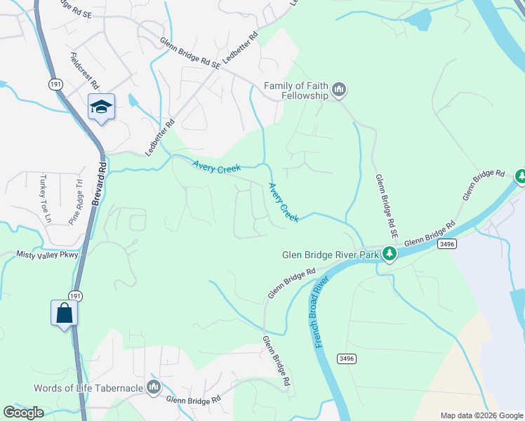 map of restaurants, bars, coffee shops, grocery stores, and more near 53 Mallard Run Drive in Arden