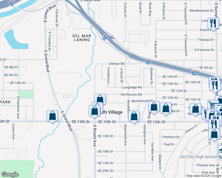 map of restaurants, bars, coffee shops, grocery stores, and more near 861 Englewood Road in Del City