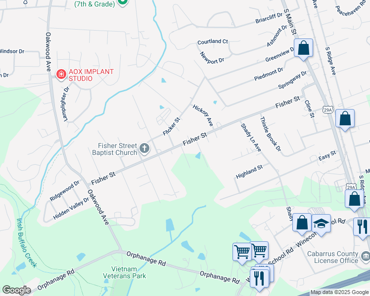 map of restaurants, bars, coffee shops, grocery stores, and more near 655 Fisher Street in Concord