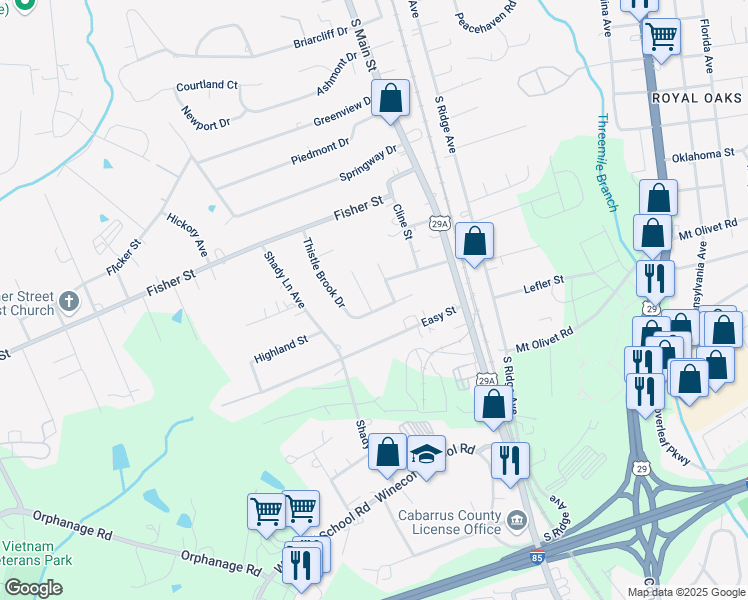map of restaurants, bars, coffee shops, grocery stores, and more near 2639 Wind Song Court in Concord